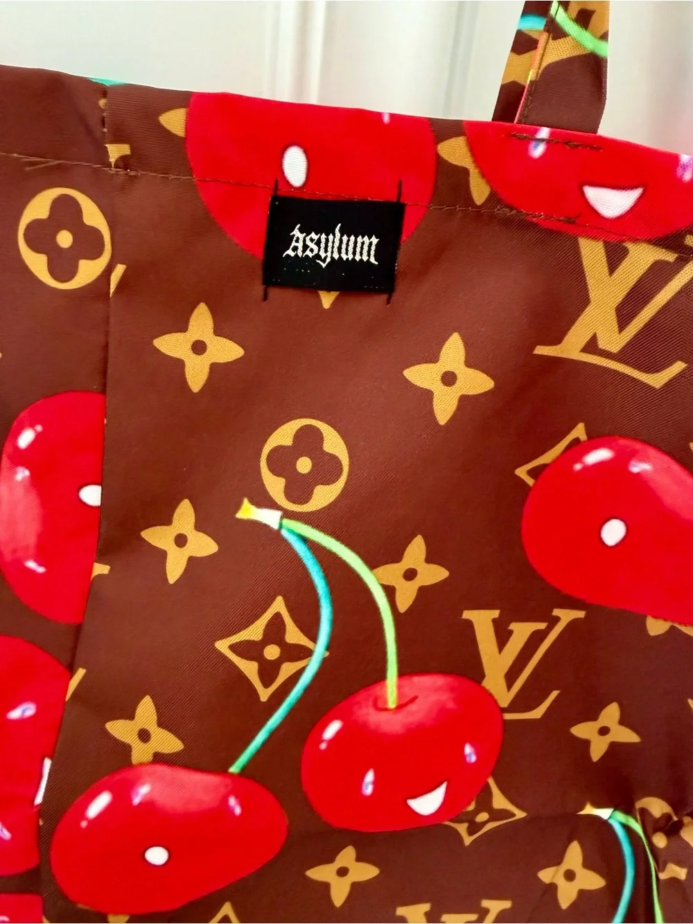 Asylum Cherry Monogram Brown Canvas Tote Bag
